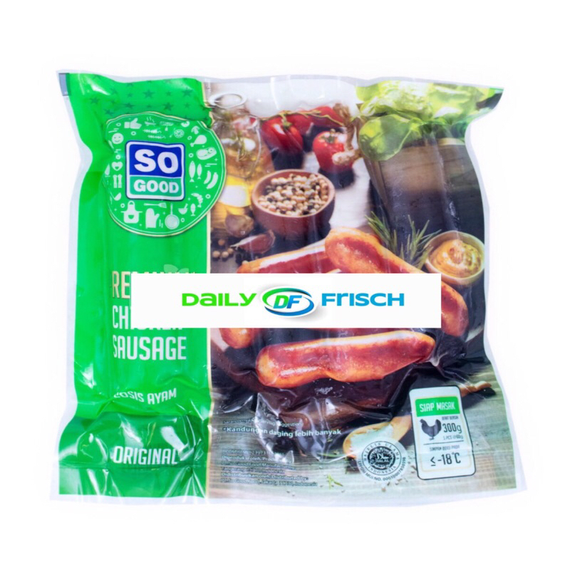 

SO GOOD PREMIUM CHICKEN SAUSAGE SOSIS AYAM ORIGINAL 300GR (SI)