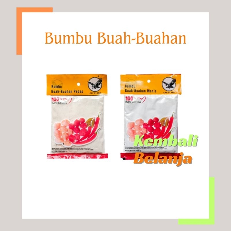 

Bumbu Buah-Buahan Cap Elang 100 Gram/ Bumbu Buah Pedas/ Bumbu Buah Manis/ Garam Buah Cap Elang