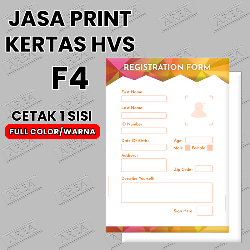

Print Kertas HVS F4 Full Color/Warna 1 Sisi