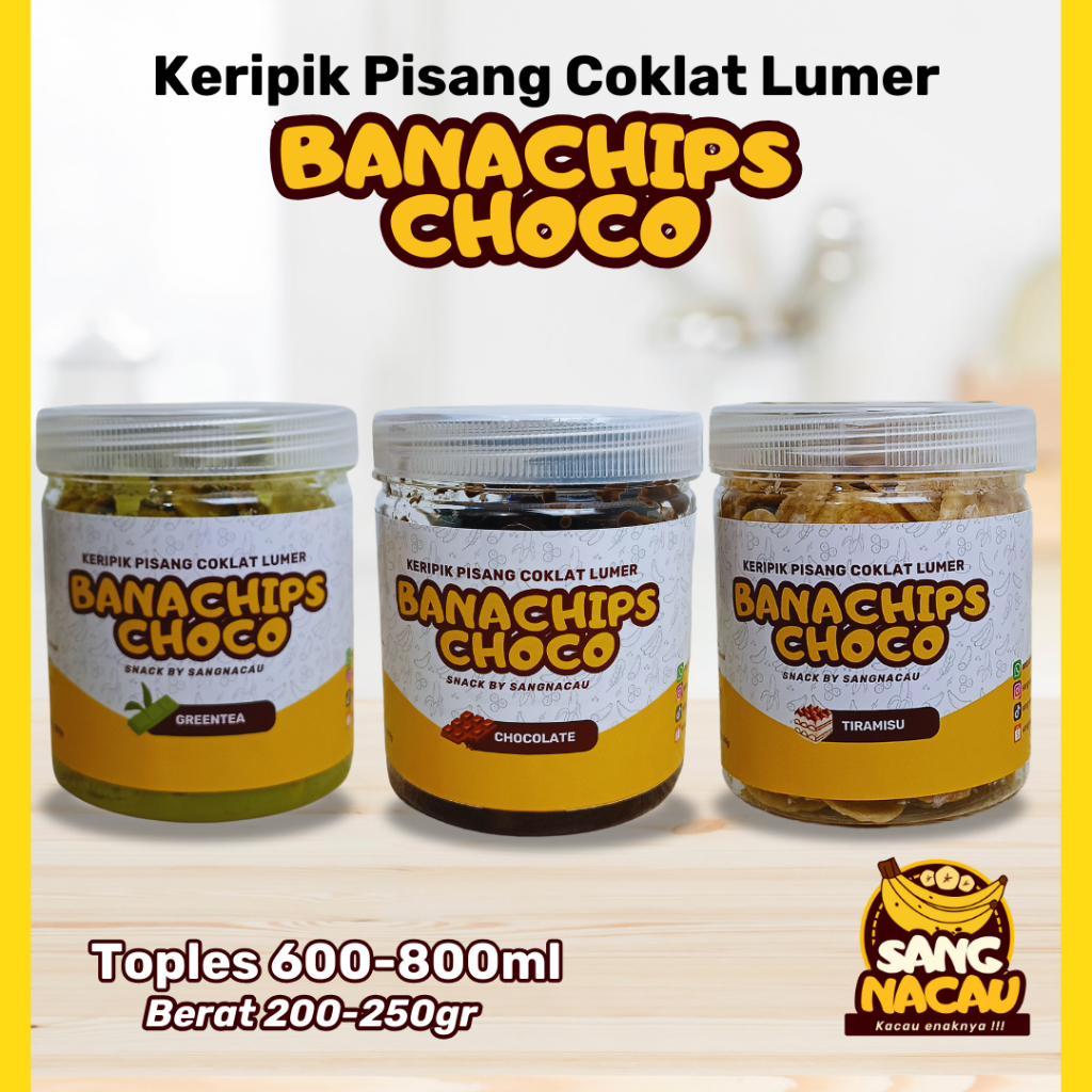 

SANGNACAU-250gr Keripik Pisang Coklat Lumer Banachips Choco Toples 600ml-800ML rasa coklat greentea matcha tiramisu