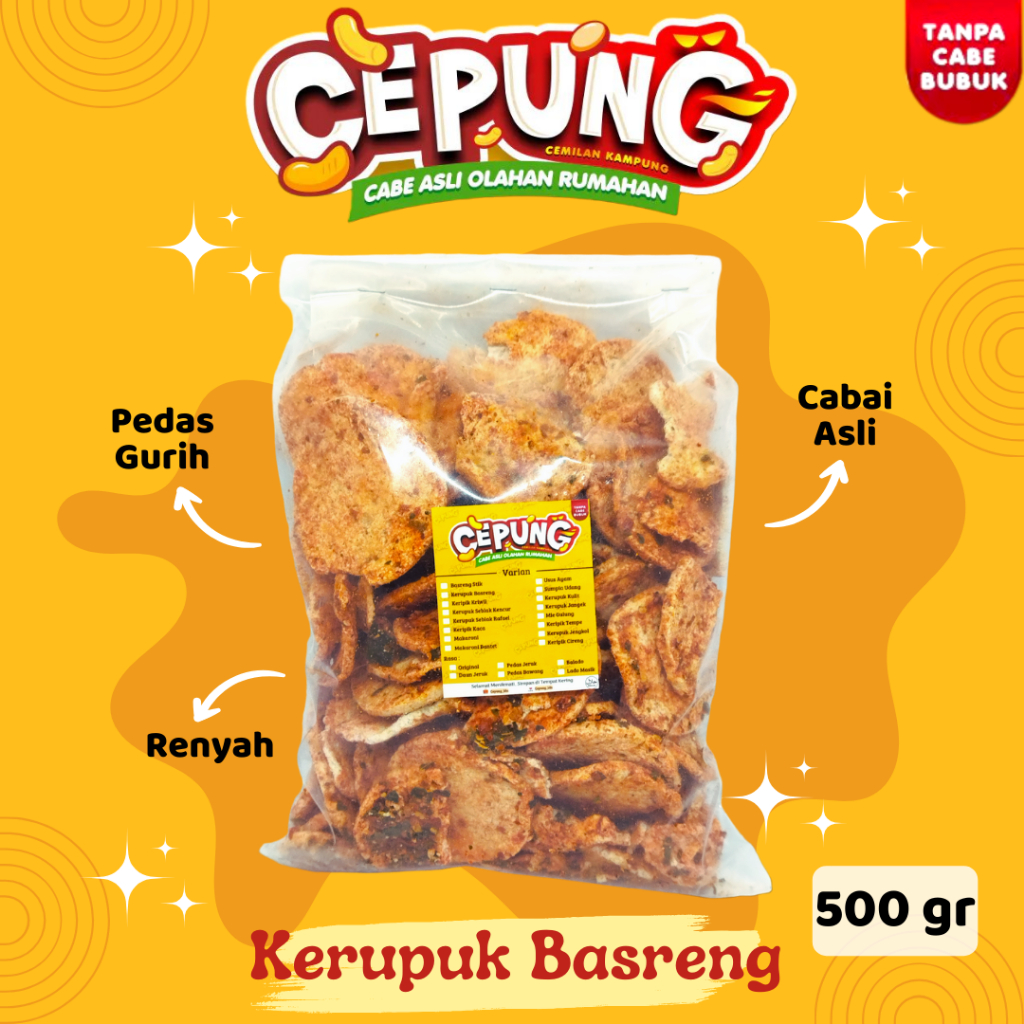 

KERUPUK BASRENG 500GR RASA PEDAS JERUK BASTIK GURIH ANTI RADANG