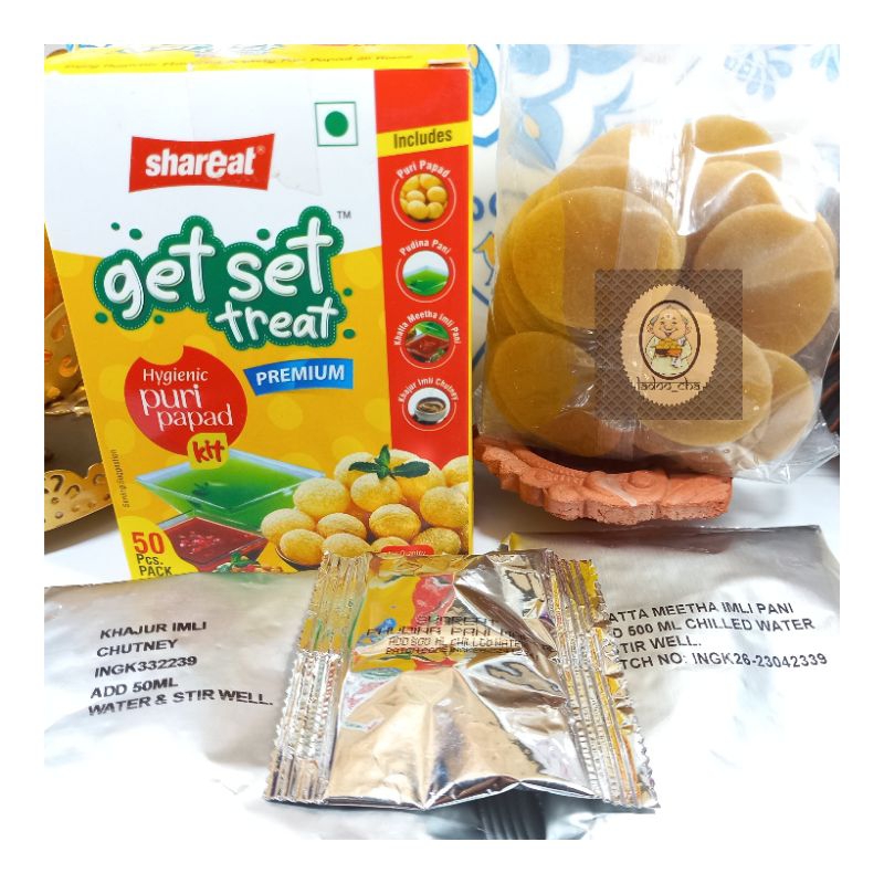 

Pani Puri Kit - Shareat | isi 50 Puri, 2Macam Kuah & 1 Chutney | Pani Puri / Golgappa | Camilan India