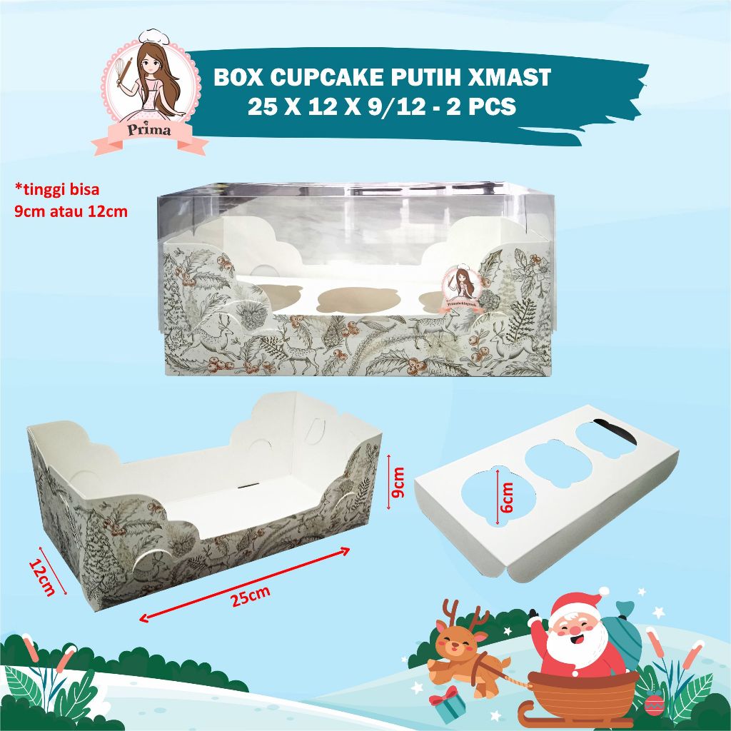 

Box putih xmast - dus natal, dus cupcake, dus tema natal