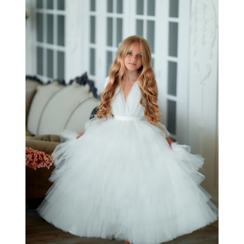 IVORY FLOWER GIRLS DRESS WHITE FLOWER GIRLS TODDLER  TUTU DRESS  PRINCES DRESS TULLE FLOWER GIRLS DR