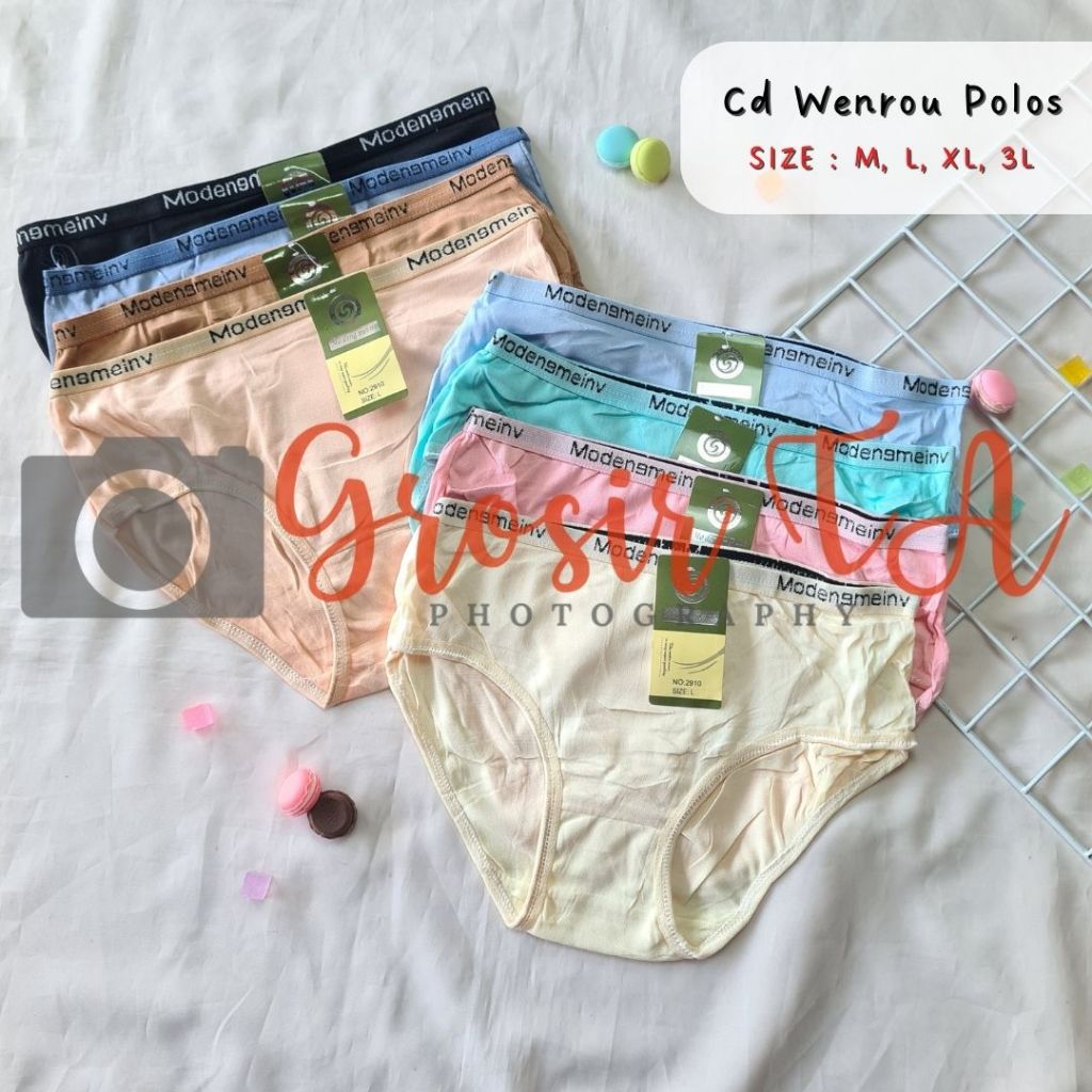 3, 6, 12pcs Celana Dalam Cd Wanita Cewek Polos Lusinan Murah Wenrou 2904 - GTA0136