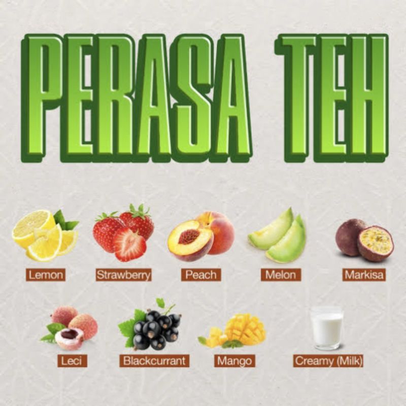 

Perasa Lemon, Leci, Apel, Blackcurrant, Thai tea, perasa campuran teh