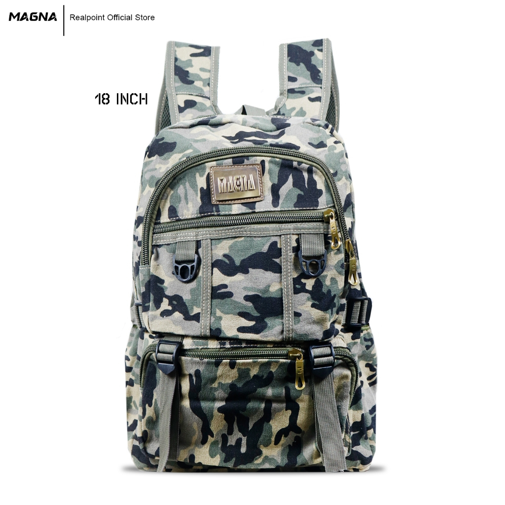 Magna - Tas Ransel Pria Kanvas Jumbo Loreng 18 inch