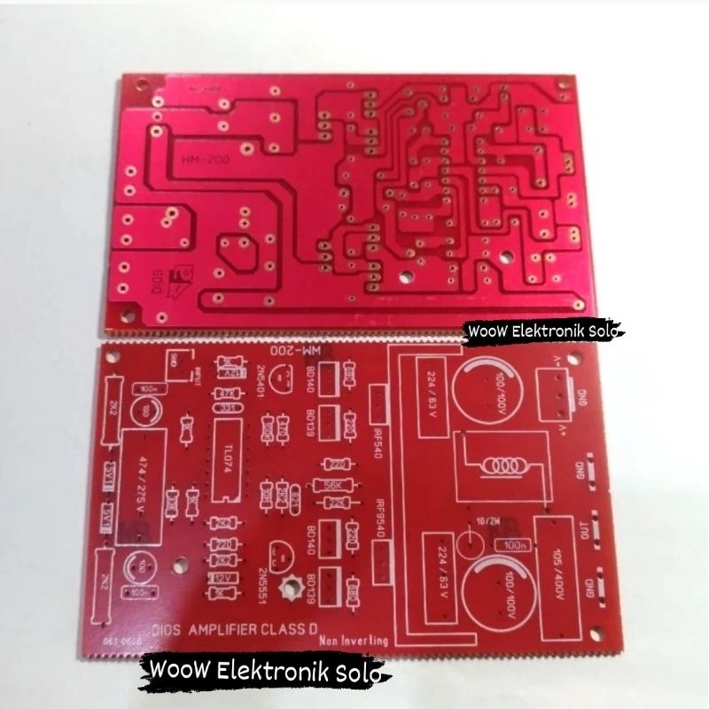 2Pcs PCB Power Mono Class D 200 Watt NON Inverting Input