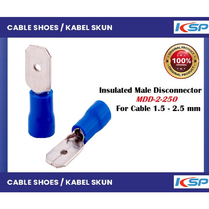 Skun Kabel Insulated Male Connector 2.5mm untuk Kabel 1.5-2.5mm -- KSP