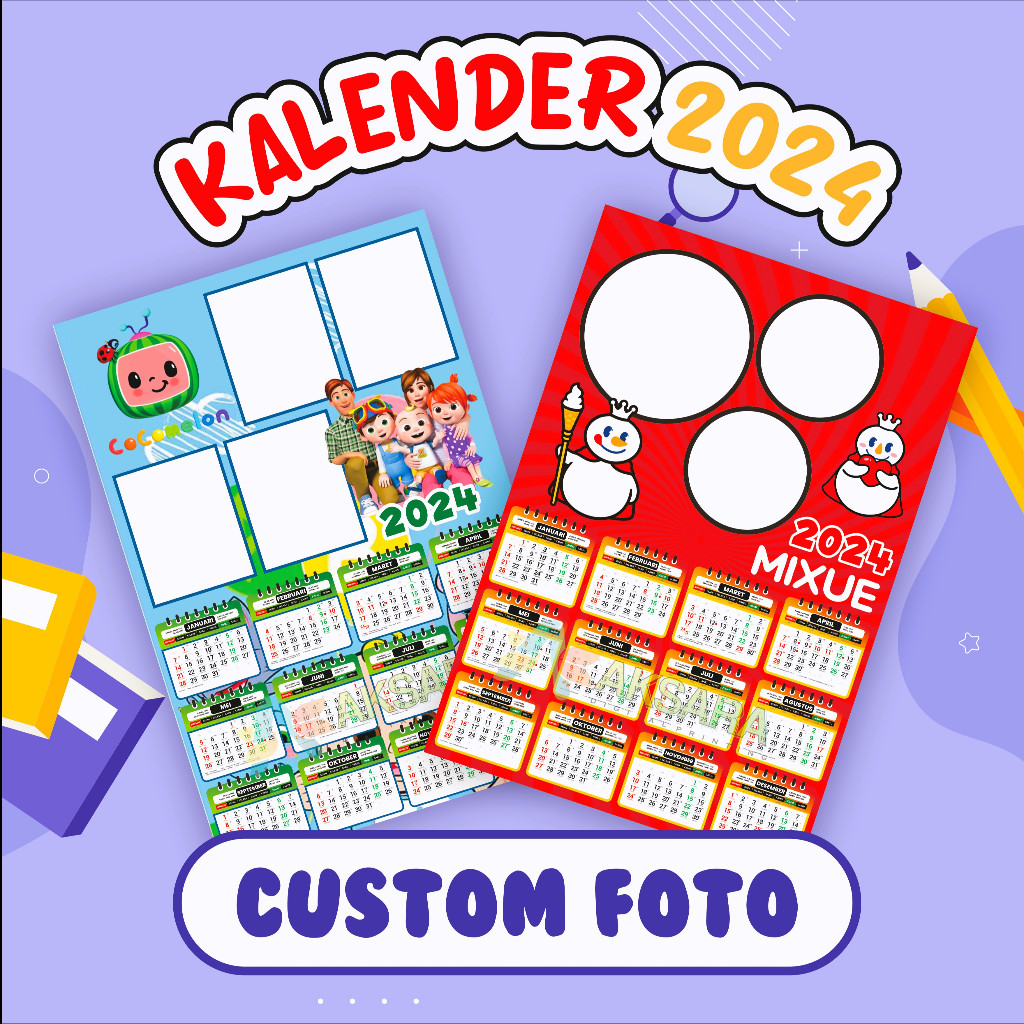 Cetak Kalender 2024 Custom Karakter Tema, Foto + Mata itik