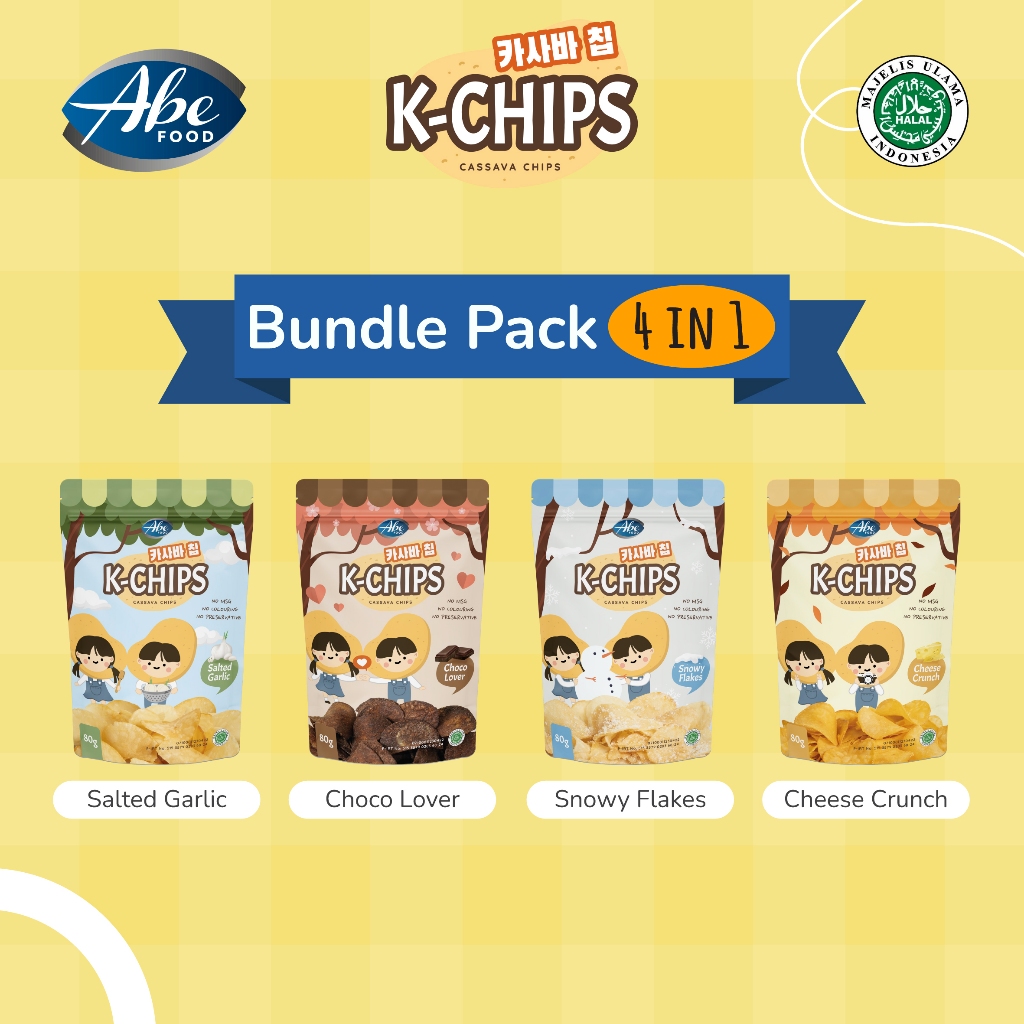 

Abe Food K-Chips Bundle 4 pcs All Variant/ Snack Anak/ Cemilan Sehat/ Kripik No MSG