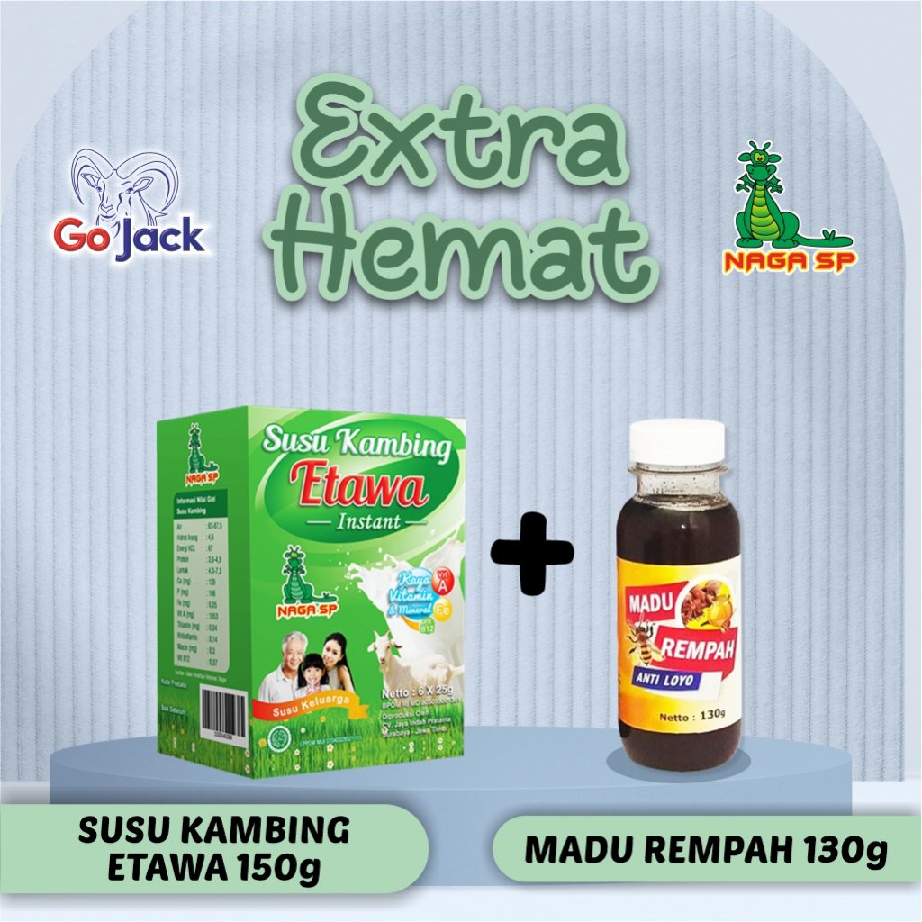 

Extra hemat susu kambing etawa original 150gr+ Madu rempah 130