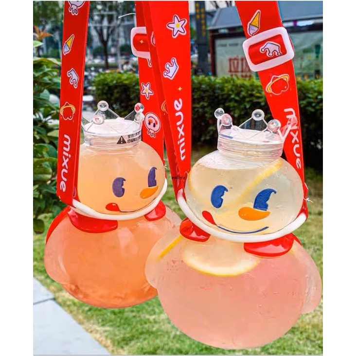 Botol Minum Anak Sedotan Tali Gantungan Boba Es Krim Mixue
