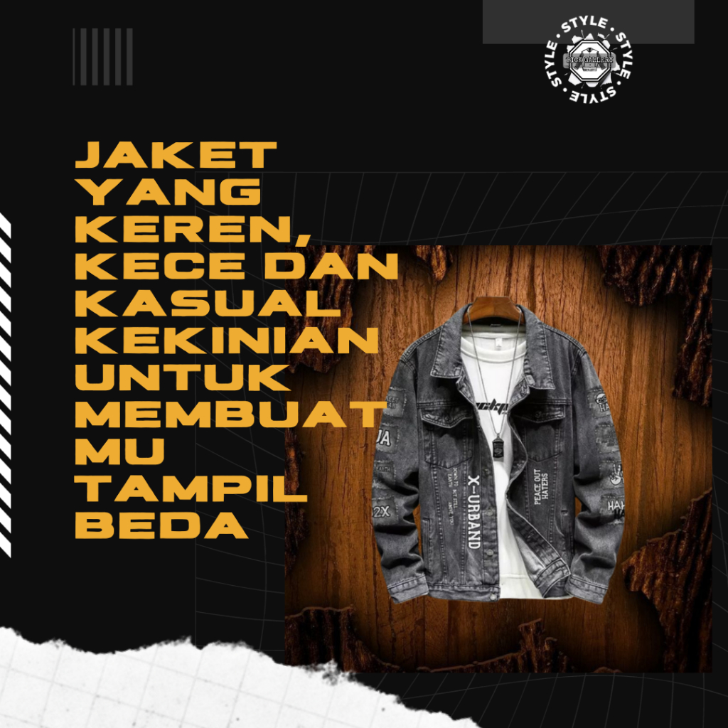 Jaket levis jeans denim atasan fashion pria murah kece kekinian 100% branded murah motif bordir kasu