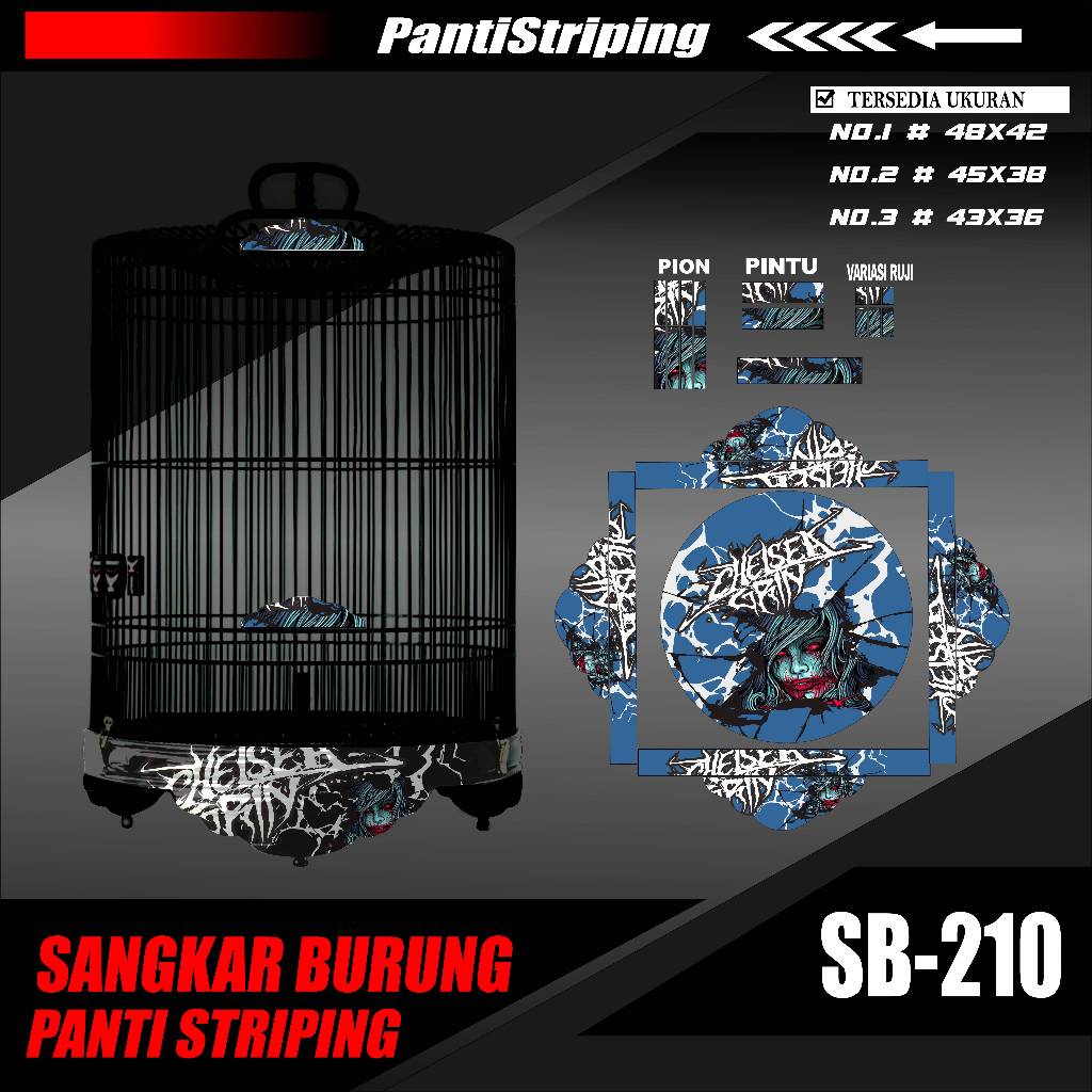 Sticker [ Bisa COD ] Sangkar Murai Desain CHELSEA GRIN Decal Tebok Kandang Burung Bulat