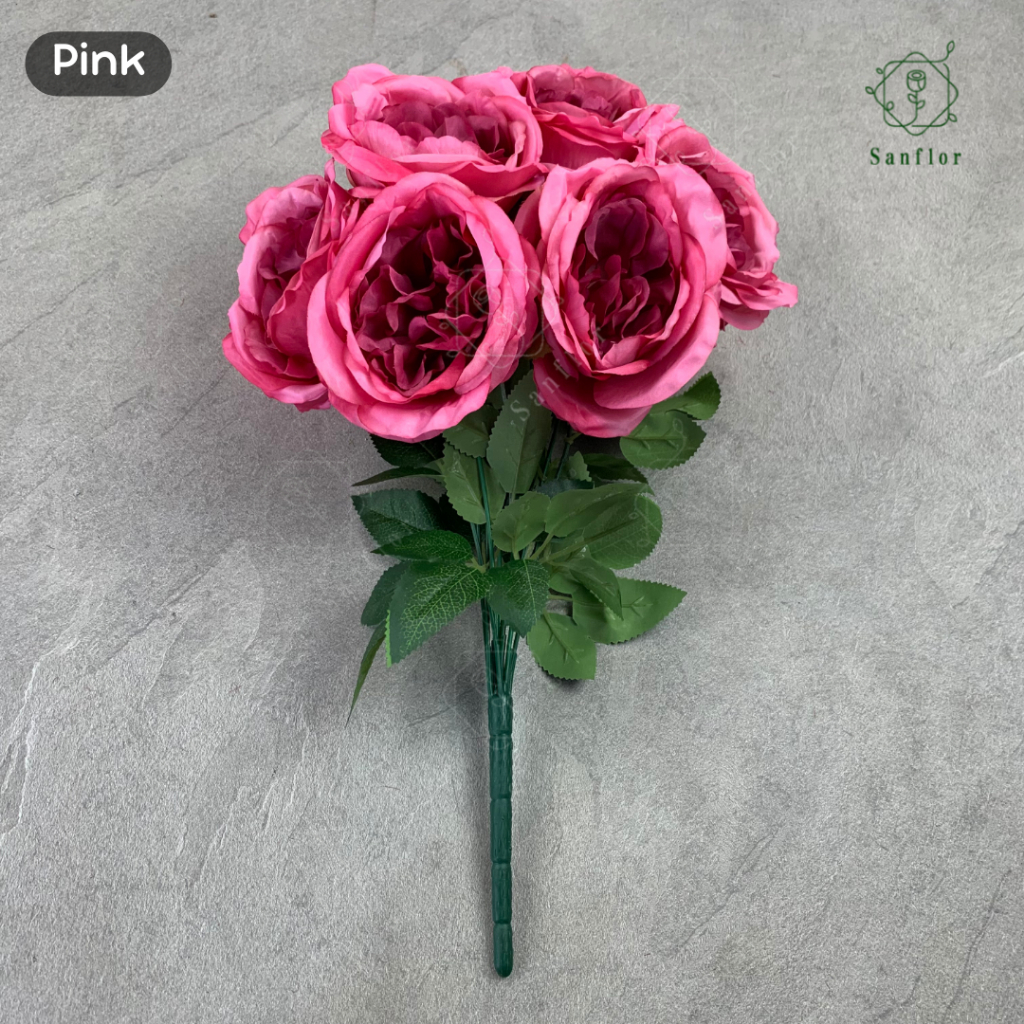 AUSTIN ROSE K9/ BUNGA MAWAR ARTIFICIAL 9 CABANG/ TANAMAN HIAS PLASTIK/ HIASAN PELAMINAN/ DEKORASI PERNIKAHAN