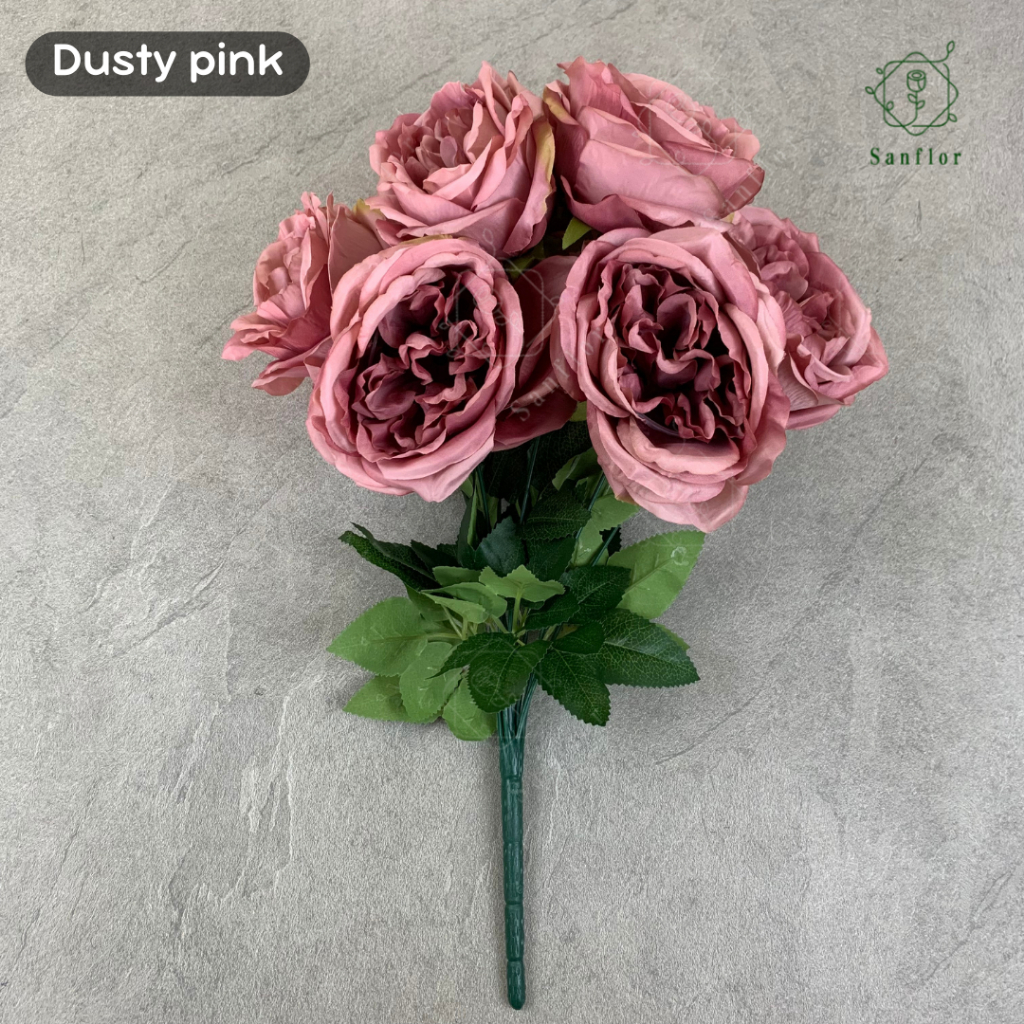 AUSTIN ROSE K9/ BUNGA MAWAR ARTIFICIAL 9 CABANG/ TANAMAN HIAS PLASTIK/ HIASAN PELAMINAN/ DEKORASI PERNIKAHAN