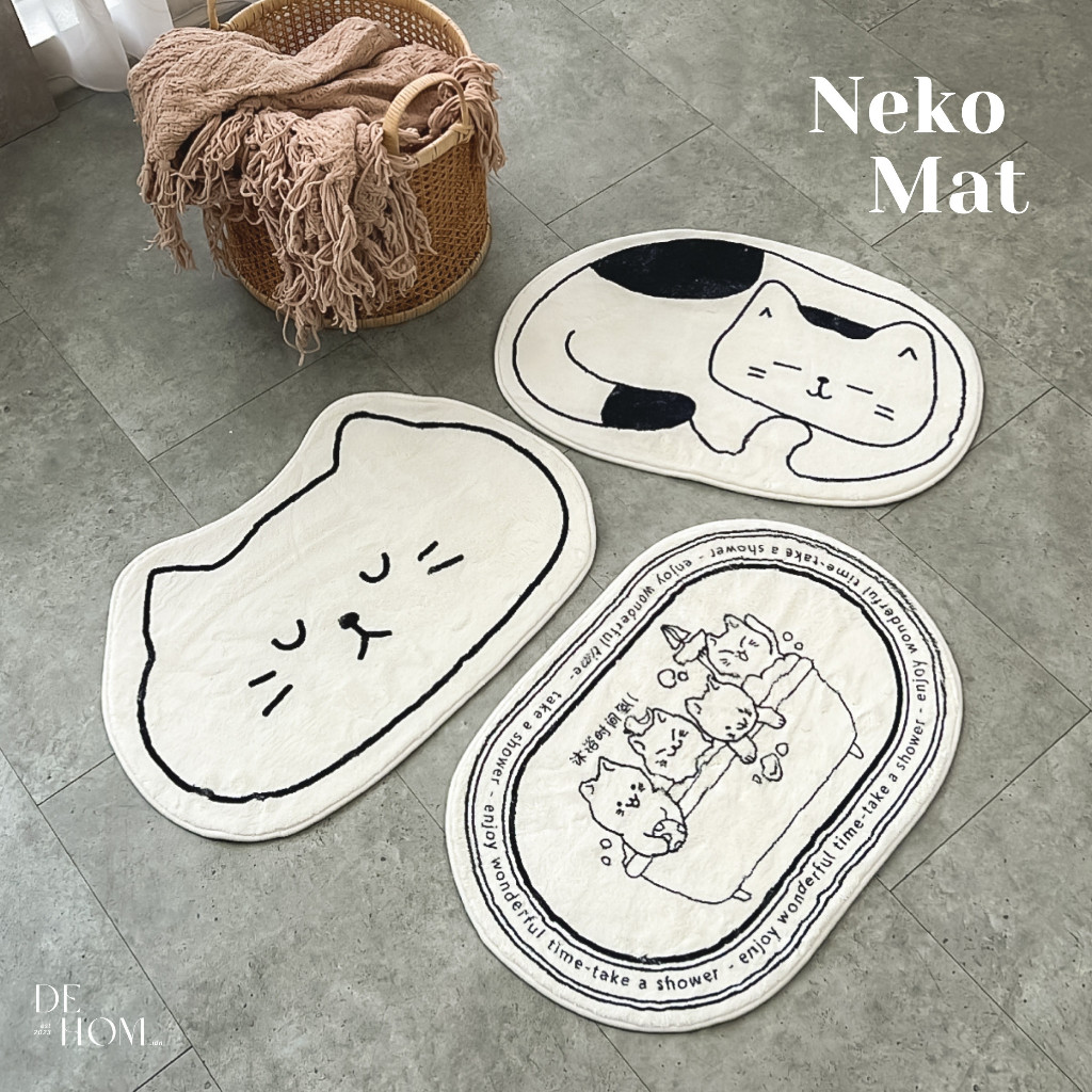 Neko Carpet/ Keset Kaki karpet Anti Slip kamar mandi kamar tidur dapur ruang tamu gambar kucing berb