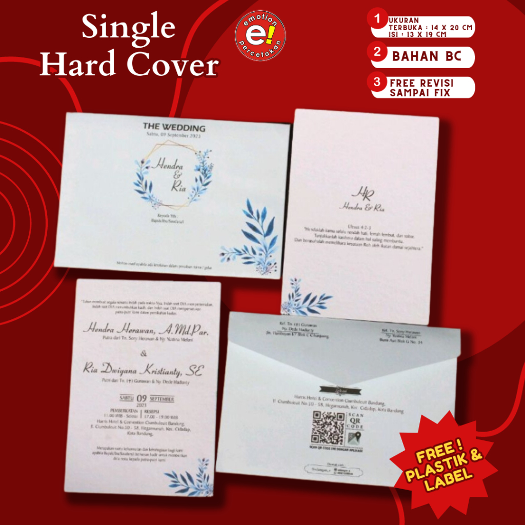 Undangan Pernikahan Hard Cover Amplop Kekinian, Wedding Invitation Dengan Design Yang Elegan Mewah M