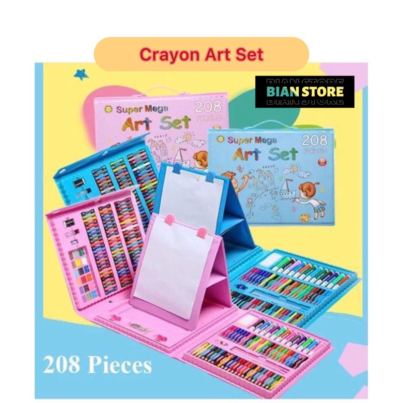 

CRAYON SET PERALATAN GAMBAR LUKIS PENSIL WARNA/ ART SET ISI 150 PCS/ SET ISI 208/KRAYON