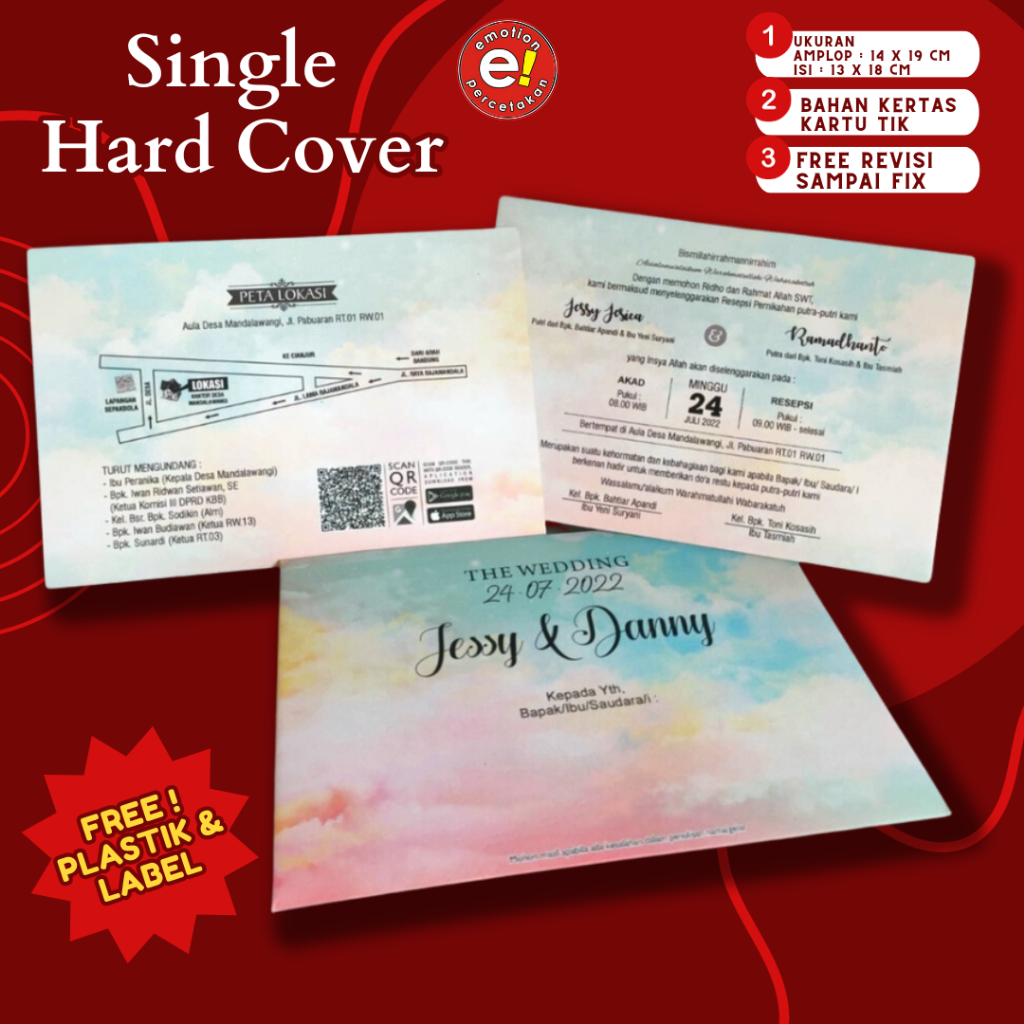 Undangan Pernikahan Hard Cover Amplop Kekinian, Wedding Invitation Elegan Mewah Model E024