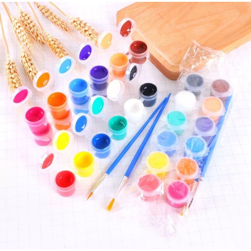 

HLID - Cat Lukis Kecil / Akrilik / Acrylic Paint Set 6 / 12 Warna / Cat Akrilik Kanvas Lukis Canvas Paint Acrylic Color 3 ml