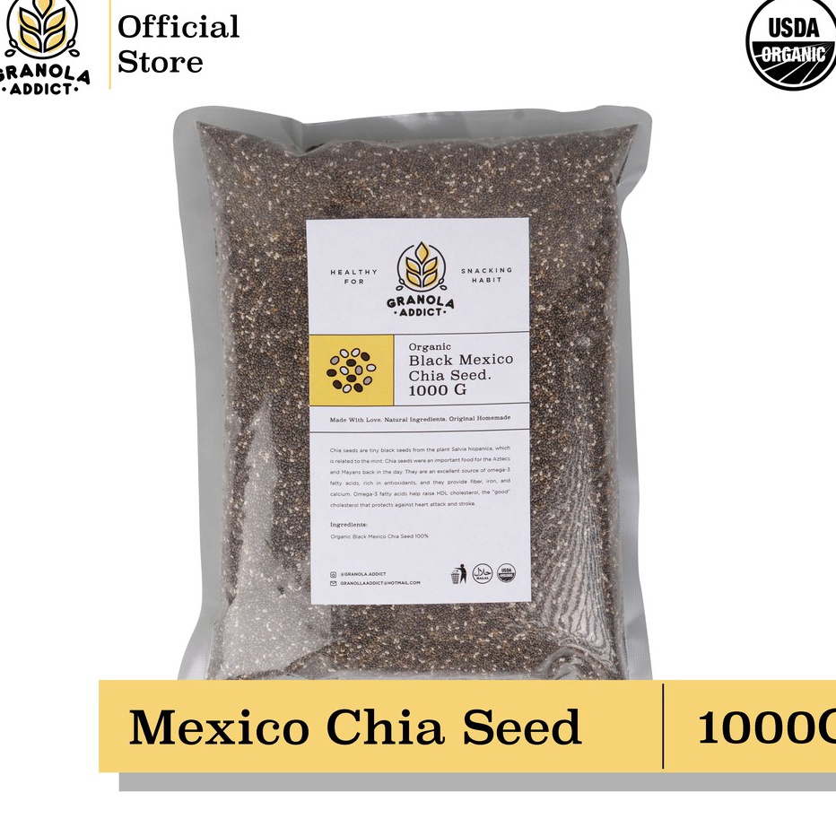 

Grosir Granola Addict - Black Chia Seed Mexico Organic / Organik 1KG Best Seller