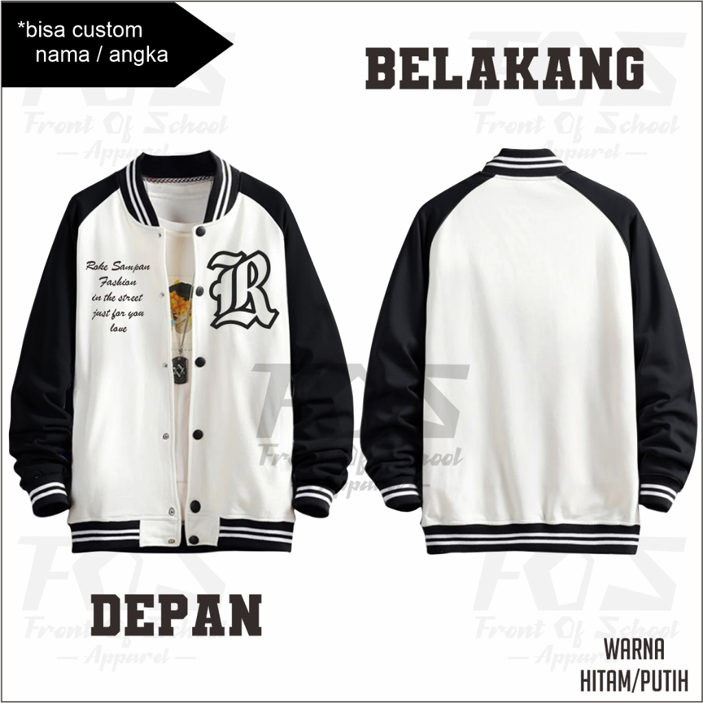 Jaket Baseball Big Size ( S - 6XL ) Jacket Varsity Kancing Bomber Logo Inisial R Oversized XXL XXXL 