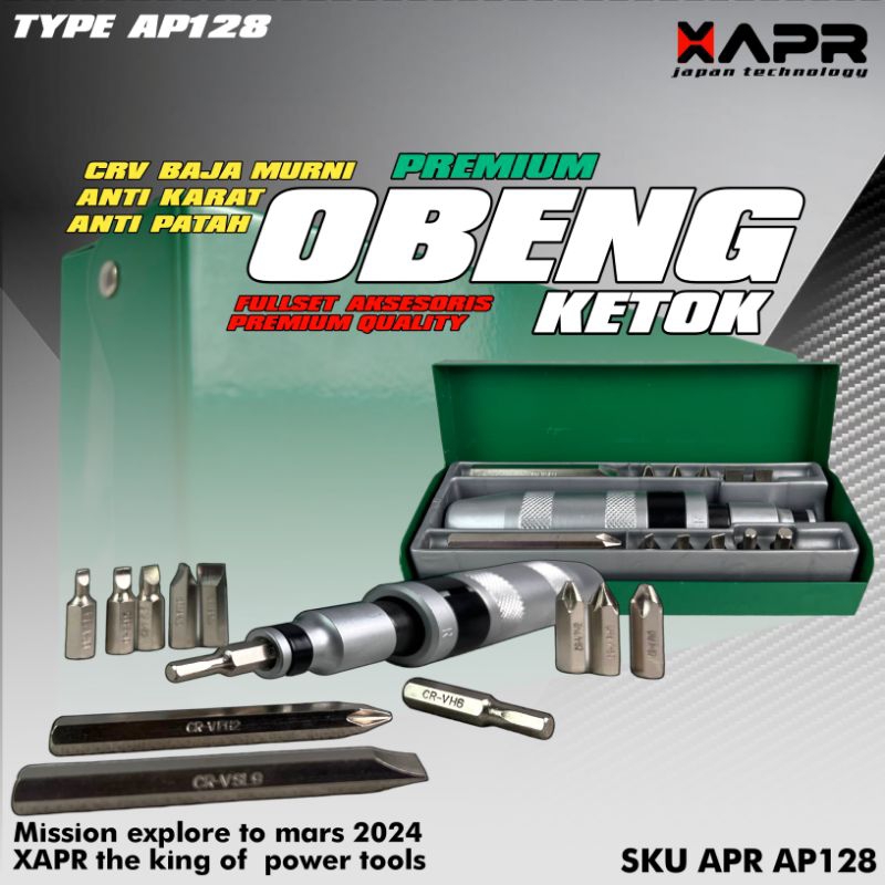 APR JAPAN obeng ketok screwdriver 1/4inch 13pc box baja pembuka baut AP128