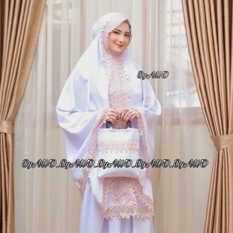 Mukena Dewasa-Mukena Shafana Series Full Renda Zifer / Katun Premium Dewasa Mukena Shafana