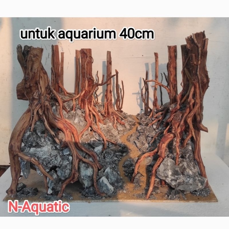 Hardscape jungle kontes untuk tank 40cm , FREE PACKING KAYU