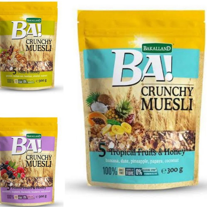 

Terlaris muesli bakkaland 300gr/ ba!/forest fruit&honey+tropical+nuts&honey Terlaris