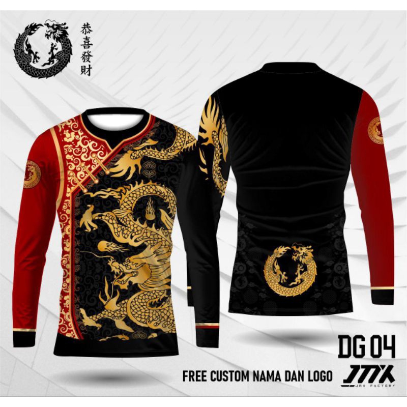 jersey imlek shio naga 2024 baju cheongsam wanita shio naga kaos imlek gong xi fa cai shio naga
