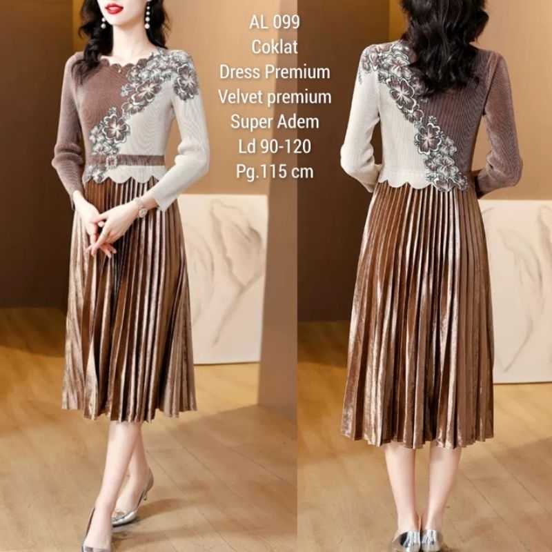 Dress Velvet terbaru/Dress wanita/Dress premium