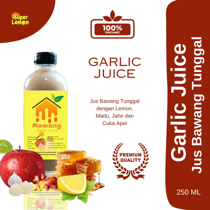 

250ml Jus Bawang Putih Tunggal Jahe Merah Lemon Cuka Apel Madu