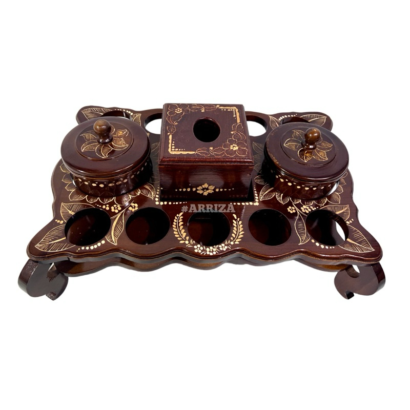 TERMURAH TEMPAT AQUA GELAS SET TOPLES + TEMPAT TISU DARI KAYU JATI / Tempat Aqua Gelas Kayu Jati