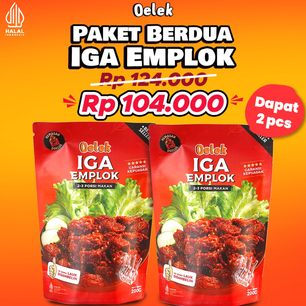 

✔FREE ONGKIR✅ Paket Berdua Iga Emplok Oelek - 2 Pack Iga Emplok / Iga Mercon / Iga Sambal / Oseng Iga