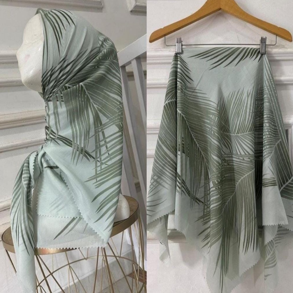 Dijual Kerudung Segi Empat motif daun Hijab Voal Motif daun Series Lasercut Kerudung Hijab Segi empa
