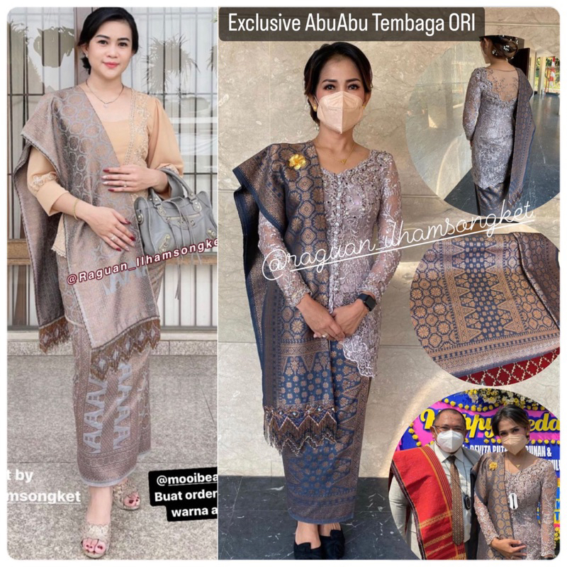 EXCLUSIVE Lepus Tembaga ORI Abu Abu Warna Alam /songket tenun asli palembang /ilham songket palemban