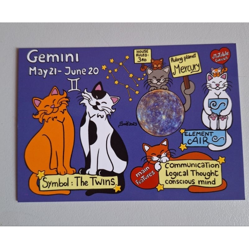 

kartu pos kucing titina zodiac/zodiac cat postcard