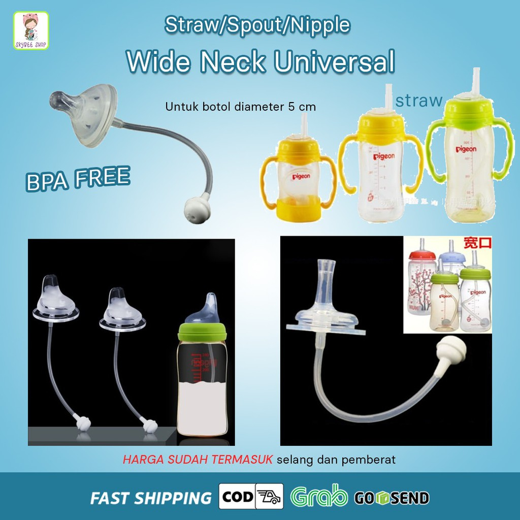 pengganti sedotan handle wide neck nipple spout straw universal pigeon ready bandung bisa cod