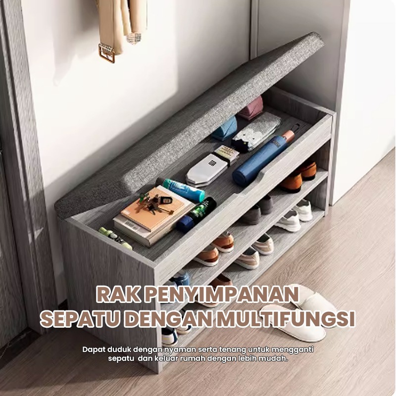 goup88  Sepatu Pengatur Rak Sepatu Bangku Pintu Masuk dengan Tempat Duduk Penyimpanan Sepatu Rak Sep