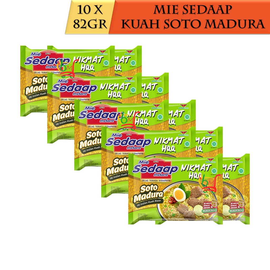 

10PCS Mie Sedaap Soto Madura Mie Instan Kuah