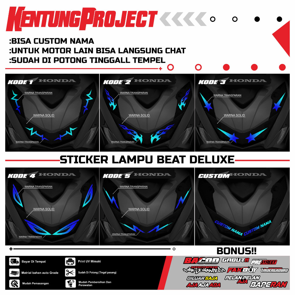 STICKER VARIASI LAMPU BEAT DELUXE UV TRANSPARAN- STIKER LAMPU BEAT DELUXE VIRAL