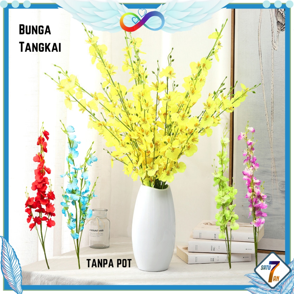 Bunga Artificial Tangkai Panjang Bunga Orchid Hias Tangkai Buket Plastik Satu7an PBP152