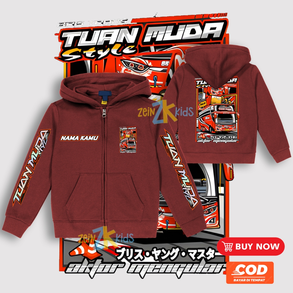 Hoodie Anak Bus Tuan Muda / Jaket Zipper Anak BUS Tuan Muda