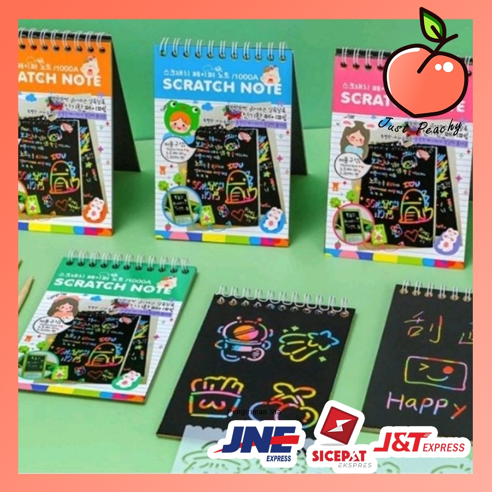 

Scratch note buku melukis warna pelangi cartoon drawing book mainan anak cocok untuk kado ulang tahun