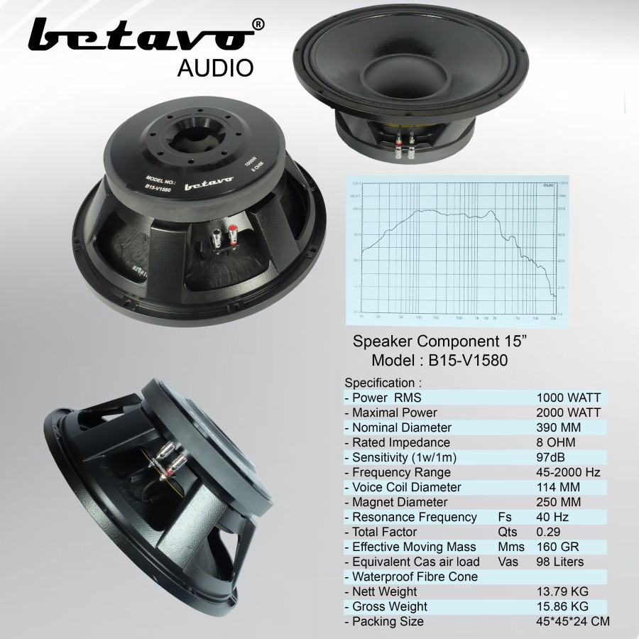 SPEAKER KOMPONEN BETAVO B15-V1580 15 INCH ORIGINAL BETAVO