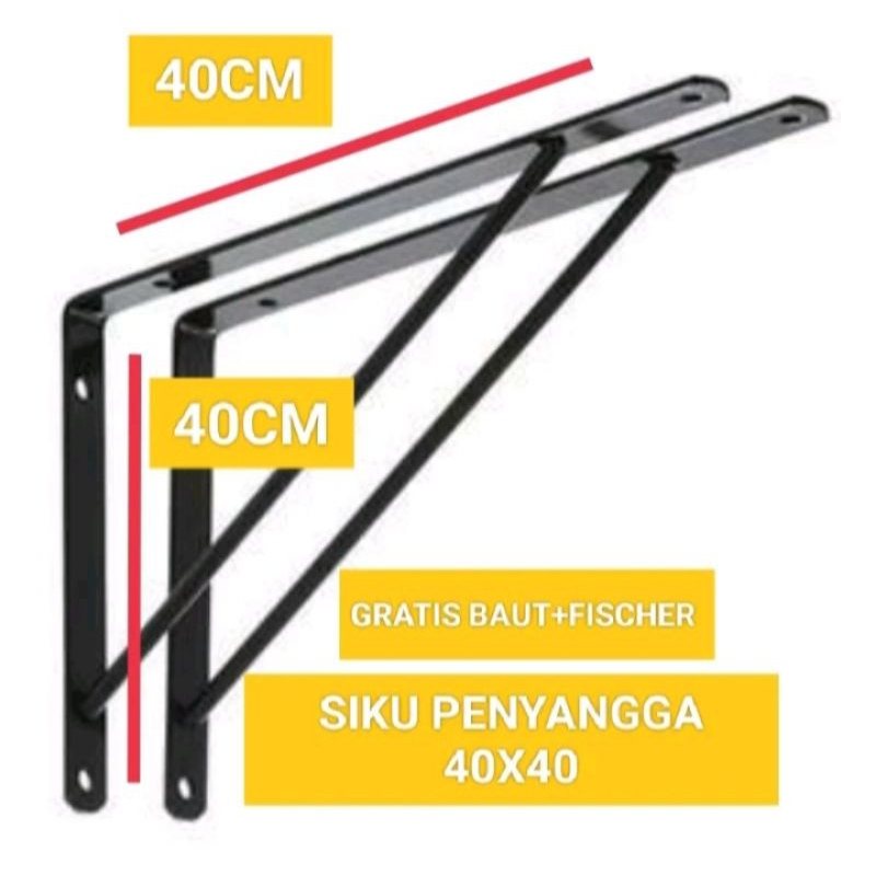 RAK BESI SIKU PENYANGGA AMBALAN TEMPEL DINDING 40X40