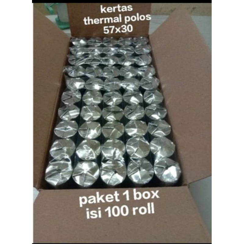 

Kertas kasir thermal edc bluetooth murah 58/57x30mm paket 100 roll (1 dust)